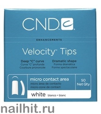 Типсы для ногтей, CND Velocity White Tips, 50 шт, (Размер 6) Белые - фото 161873
