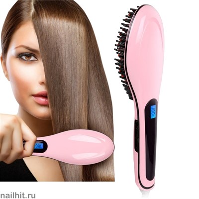 8235 Электрическая расческа-выпрямитель Fast Hair Straightener Розовая - фото 171529