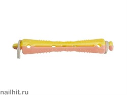 RWL13 Dewal Коклюшки для волос желто-розовые короткие d-7мм 12шт/уп